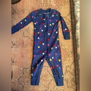 Hanna Andersson zip sleeper mini hearts on blue